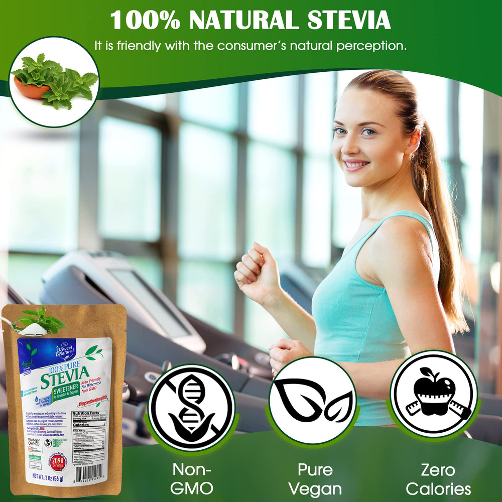 BSweetBNatural stevia powder dosing scoop inside for easy measurement.