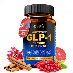 Bualle GlucoVantage DHB bottle display for steady GLP-1 support and gut wellness