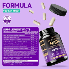 Close-up of Bualle NAD capsules highlighting easy swallowing and absorption.