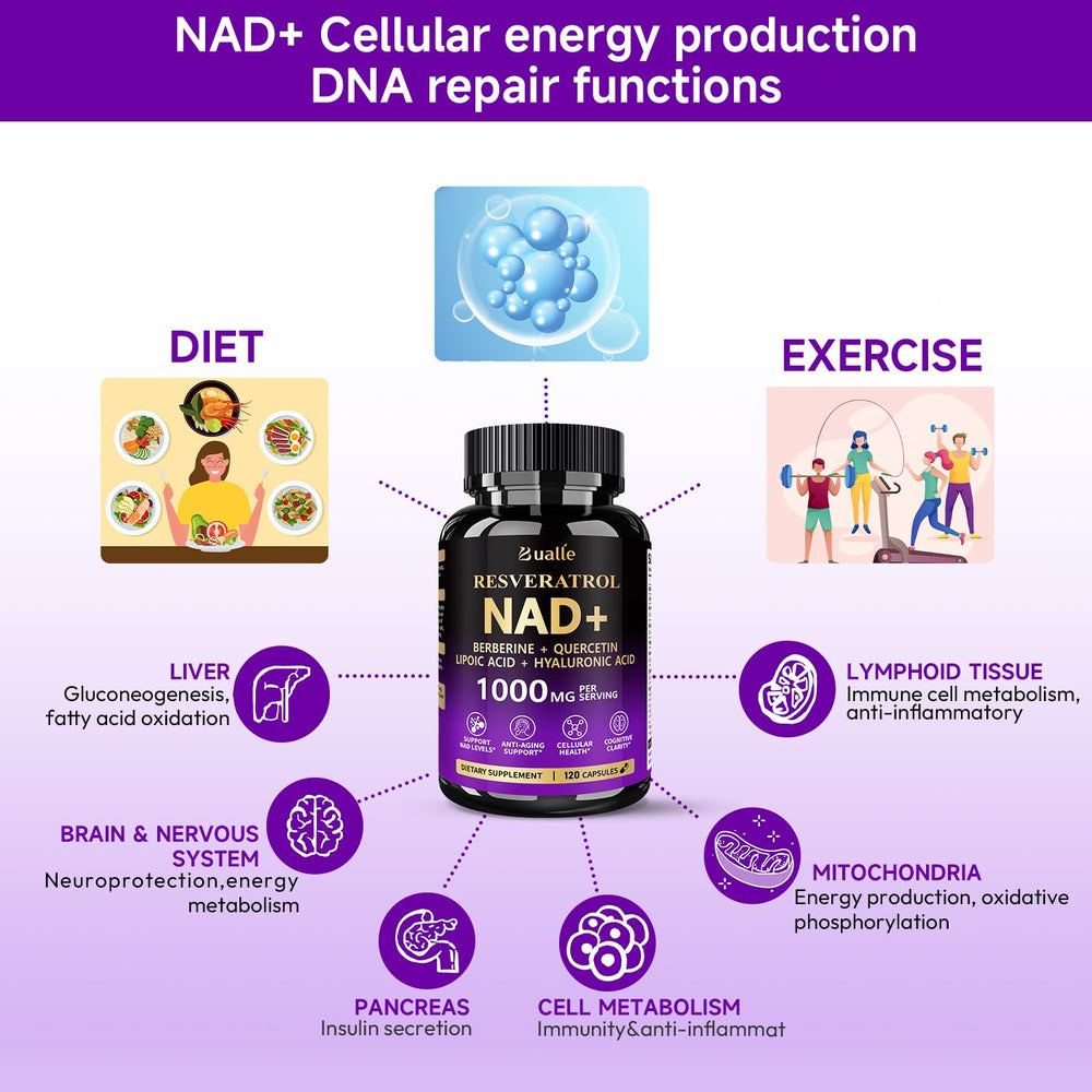 Hyaluronic acid in Bualle NAD supports skin hydration.