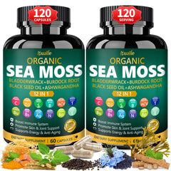 Bualle Sea Moss Capsules bottle showing convenient daily use