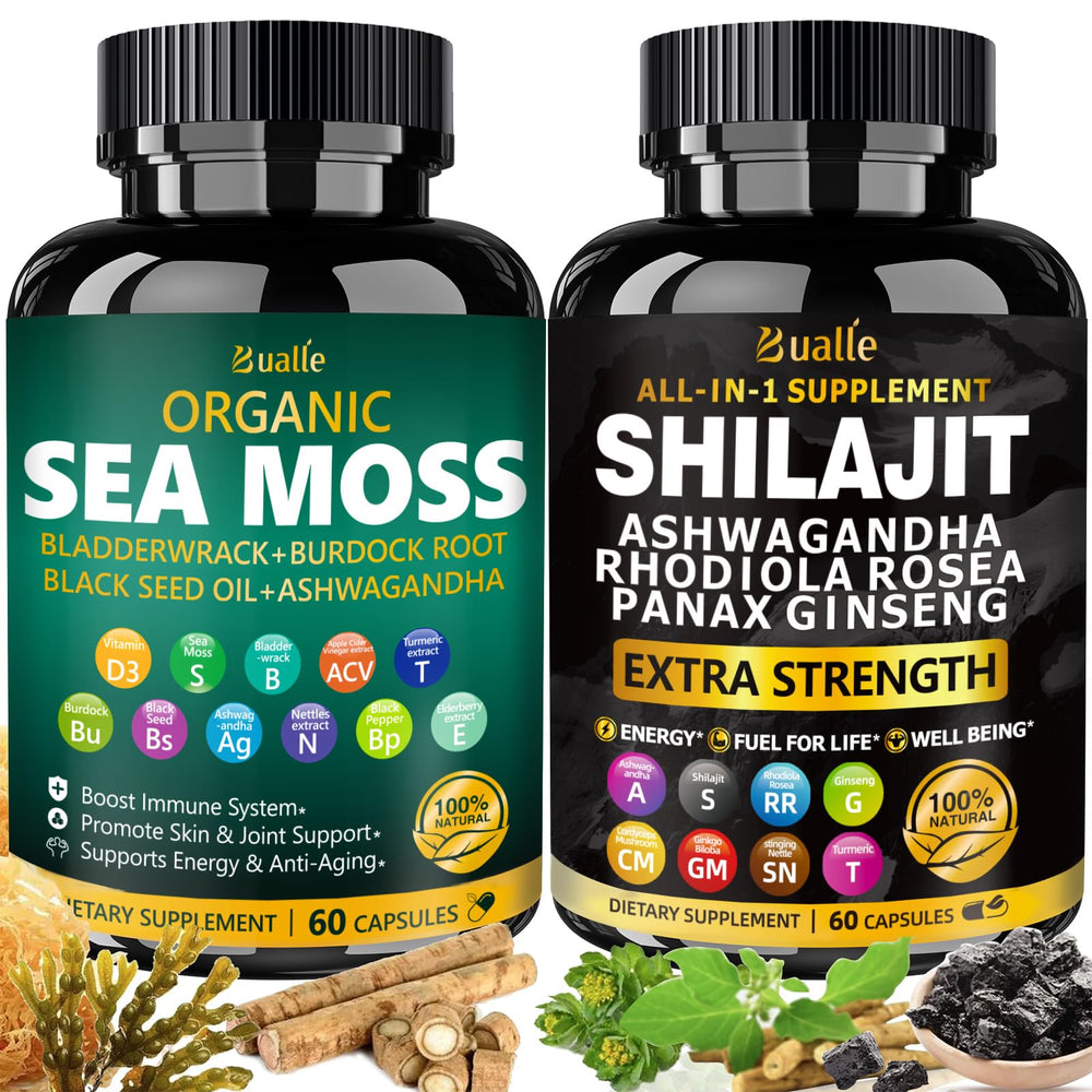 Bualle Sea Moss Shilajit Bundle front bottle for daily wellness