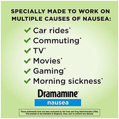 Bubbacare Dramamine-N dosing instructions close-up helps plan safe use