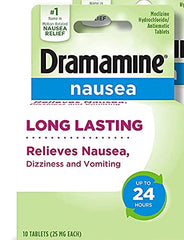 Bubbacare Dramamine-N Long Lasting bottle front view for quick nausea relief on the go