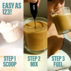 Cup of keto coffee with BUBS MCT powder highlighting smooth texture.