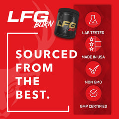 Bucked Up LFG Tropical label close-up highlighting flavor details.