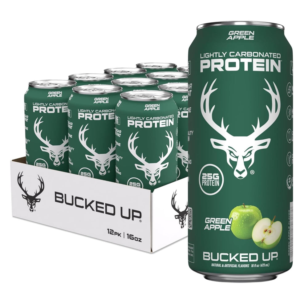 Bucked Up green apple 16oz can with fizz for post-workout refreshment