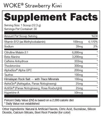 Bucked Up Woke health label shows transparent nutrition and no added sugar
