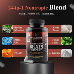 Bucklebury Brain bottle pour demonstrates convenient capsule dispensing for on-the-go routines.