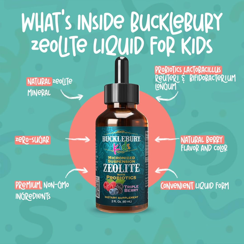 Bucklebury Zeolite Detox for Kids natural berry flavor label