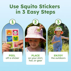 BugMD Squito Stickers animal designs close-up show kid-friendly appeal.