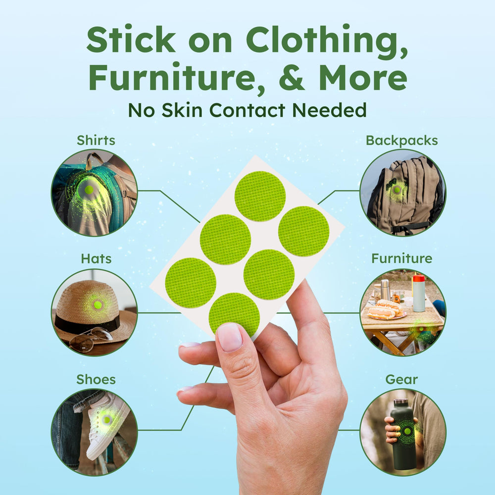 BugMD Squito Stickers on beach chairs deliver convenient protection during outdoor moments.