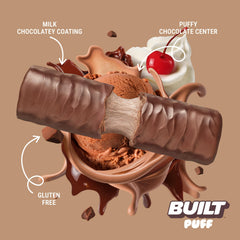 Built Bar Puff nutrition label close-up, showcasing 16g protein per bar.