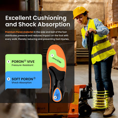 Bukihome work boot insoles provide high arch support for stable foot alignment during long shifts.