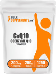 BulkSupplements CoQ10 powder jar front view for daily wellness support.
