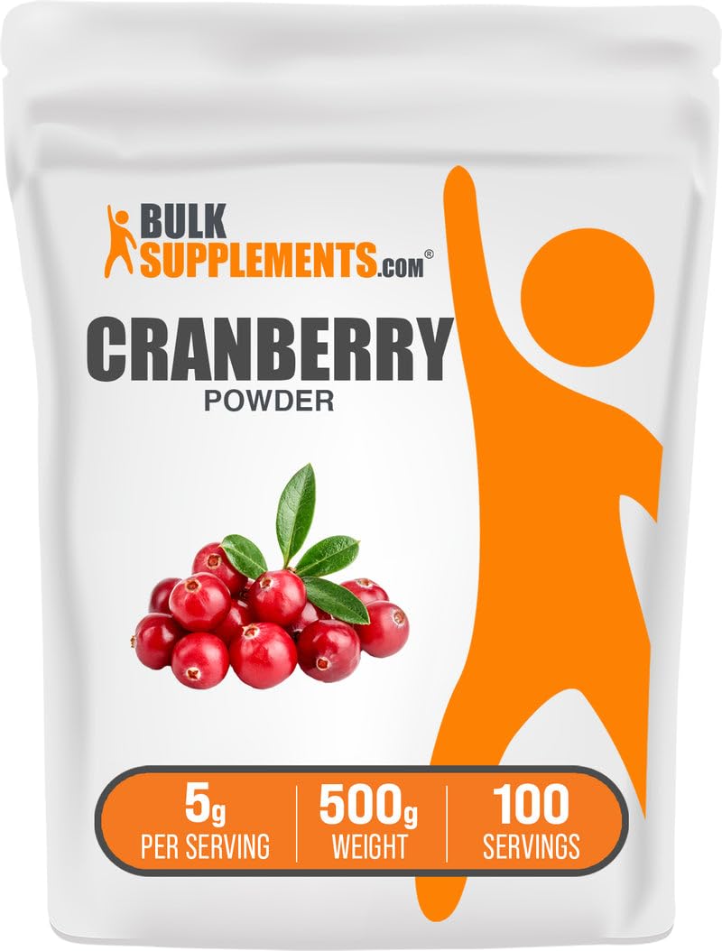 BulkSupplements Cranberry Powder jar showing convenient daily nutrition for smoothies