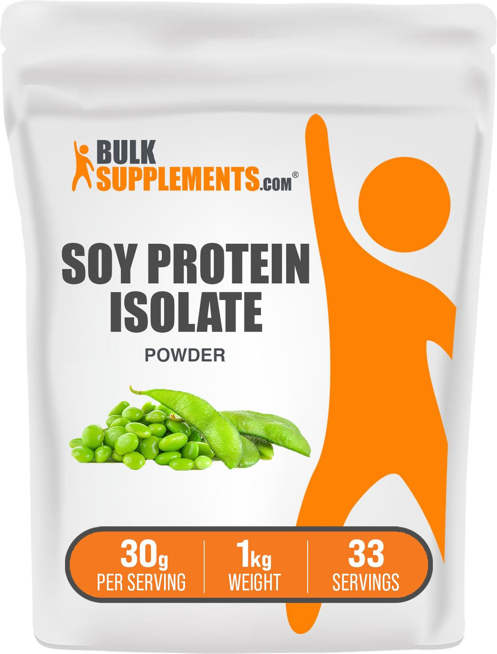 BulkSupplements Soy Protein Isolate bottle pour highlights a pure vegan protein source for post-workout shakes.