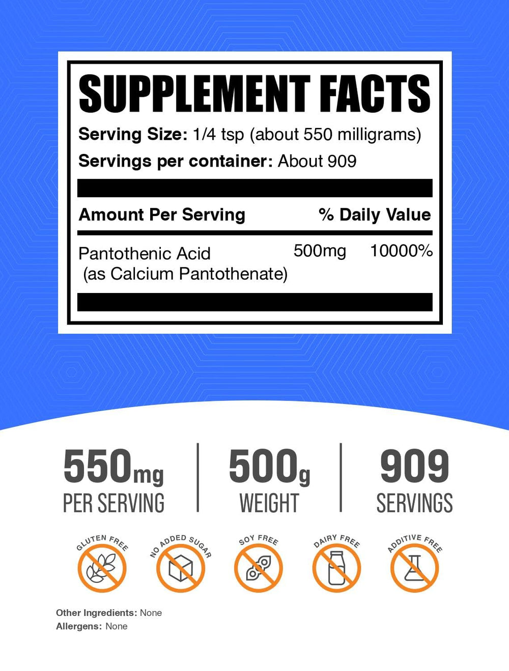 BulkSupplements Vitamin B5 powder scoop with measured serving