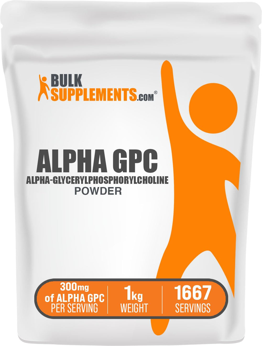 BulkSupplements Alpha GPC powder bottle on a clean surface for daily wellness