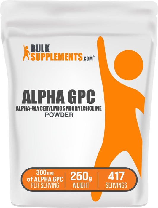 BulkSupplements Alpha GPC powder bottle for daily wellness and focus support.