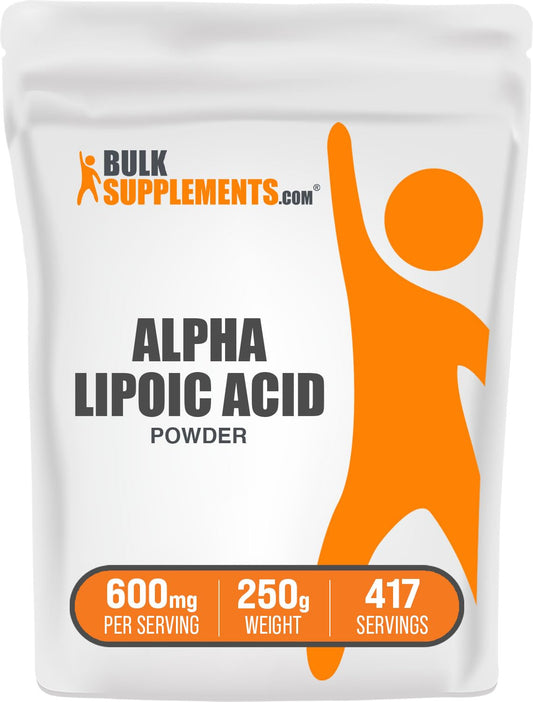 BulkSupplements Alpha Lipoic Acid Powder 600mg bottle ready for daily use