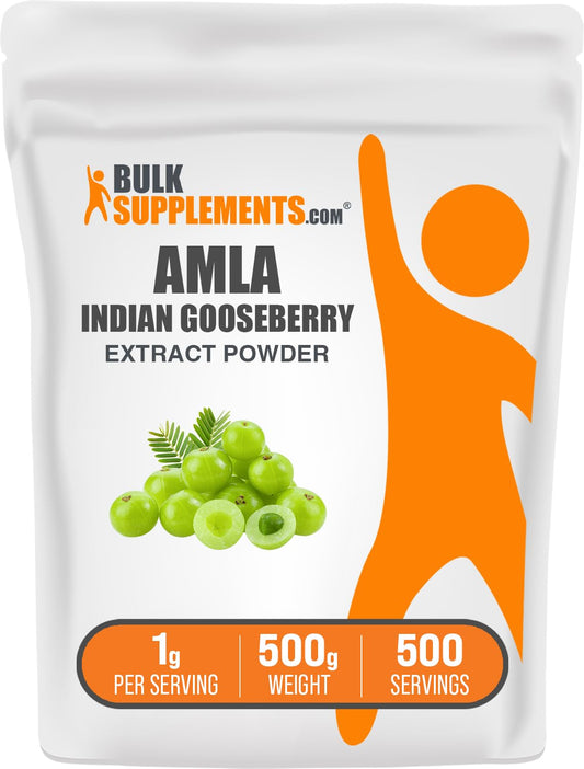 BulkSupplements Amla Extract Powder bottle for daily supplementation.