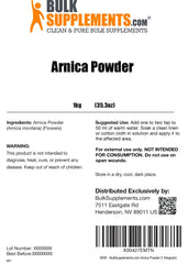 BulkSupplements Arnica Powder label close-up showing product details