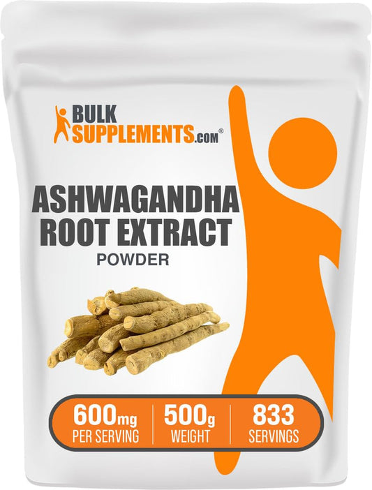 BulkSupplements Ashwagandha powder bottle for daily balance and resilience