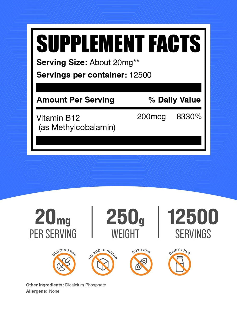 BulkSupplements B12 methylcobalamin powder scoop for easy daily dosing
