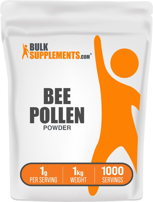 BulkSupplements Bee Pollen Powder bottle supports daily wellness and easy mixing