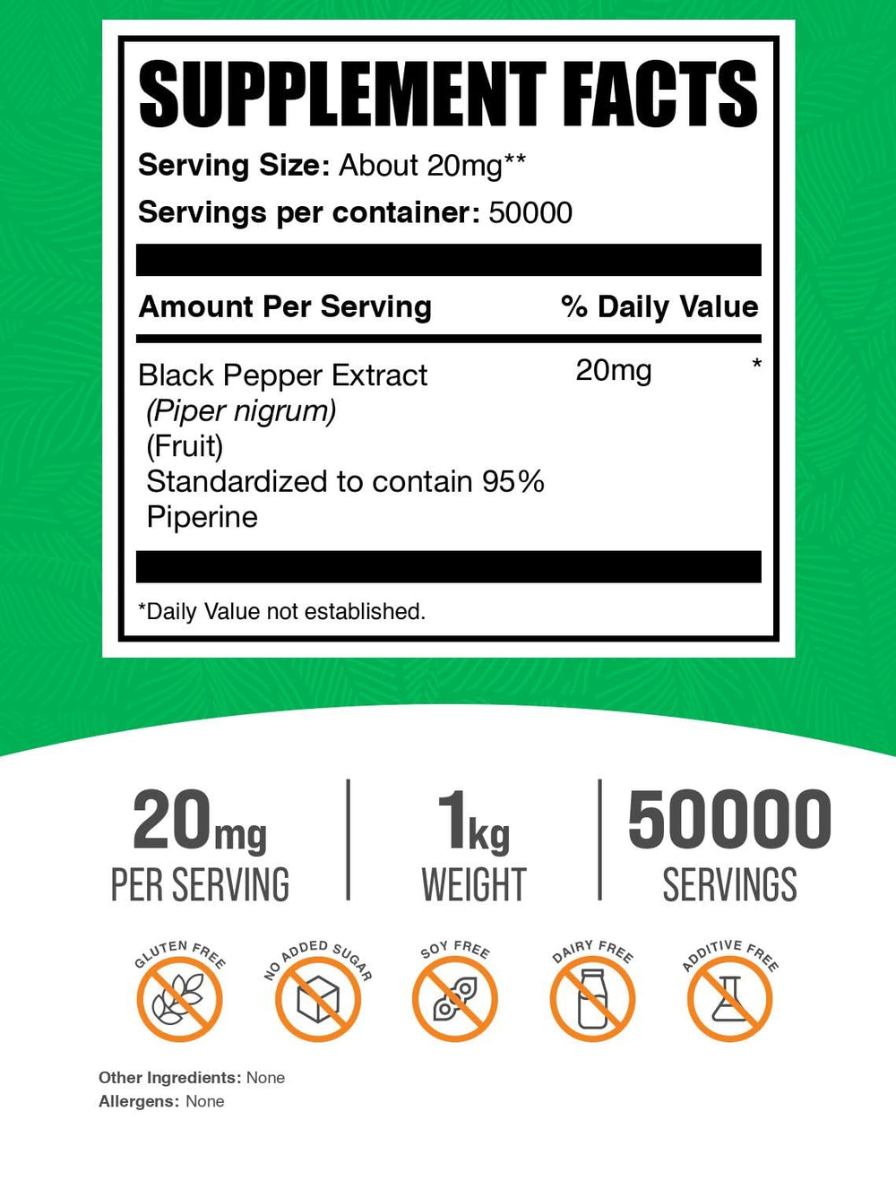 BulkSupplements pepper extract powder scoop indicating easy mixing.