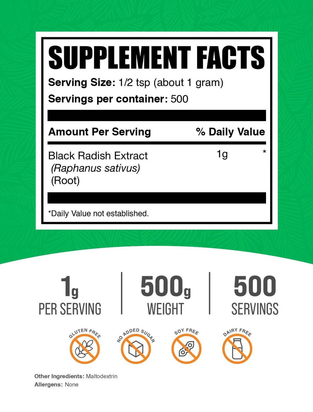 BulkSupplements Black Radish Extract Powder pour scoop showing convenient serving size