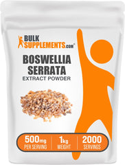 BulkSupplements Boswellia Serrata Extract Powder pack shot showing 1kg tub for daily wellness routine