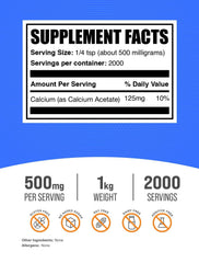 BulkSupplements Calcium Acetate powder being scooped for simple daily mixing.