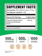 BulkSupplements Cascara Sagrada Extract powder in labeled jar ready for everyday use.