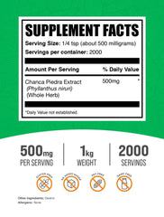 BulkSupplements Chanca Piedra extract powder dosing spoon highlights easy daily servings