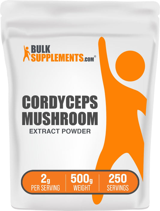BulkSupplements Cordyceps powder bottle for daily smoothie integration.