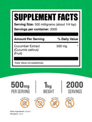 BulkSupplements cucumber extract powder scoop showing convenient daily serving.