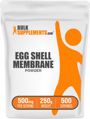 BulkSupplements Egg Shell Membrane Powder bottle for daily dairy-free collagen routine.