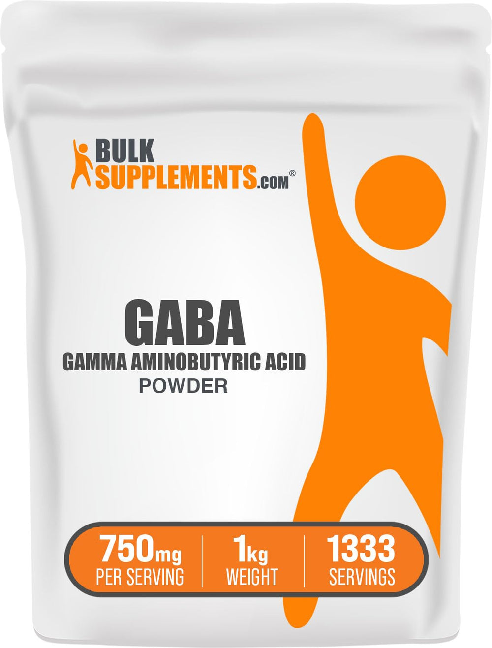 BulkSupplements GABA powder bottle pour demonstrates easy daily use.