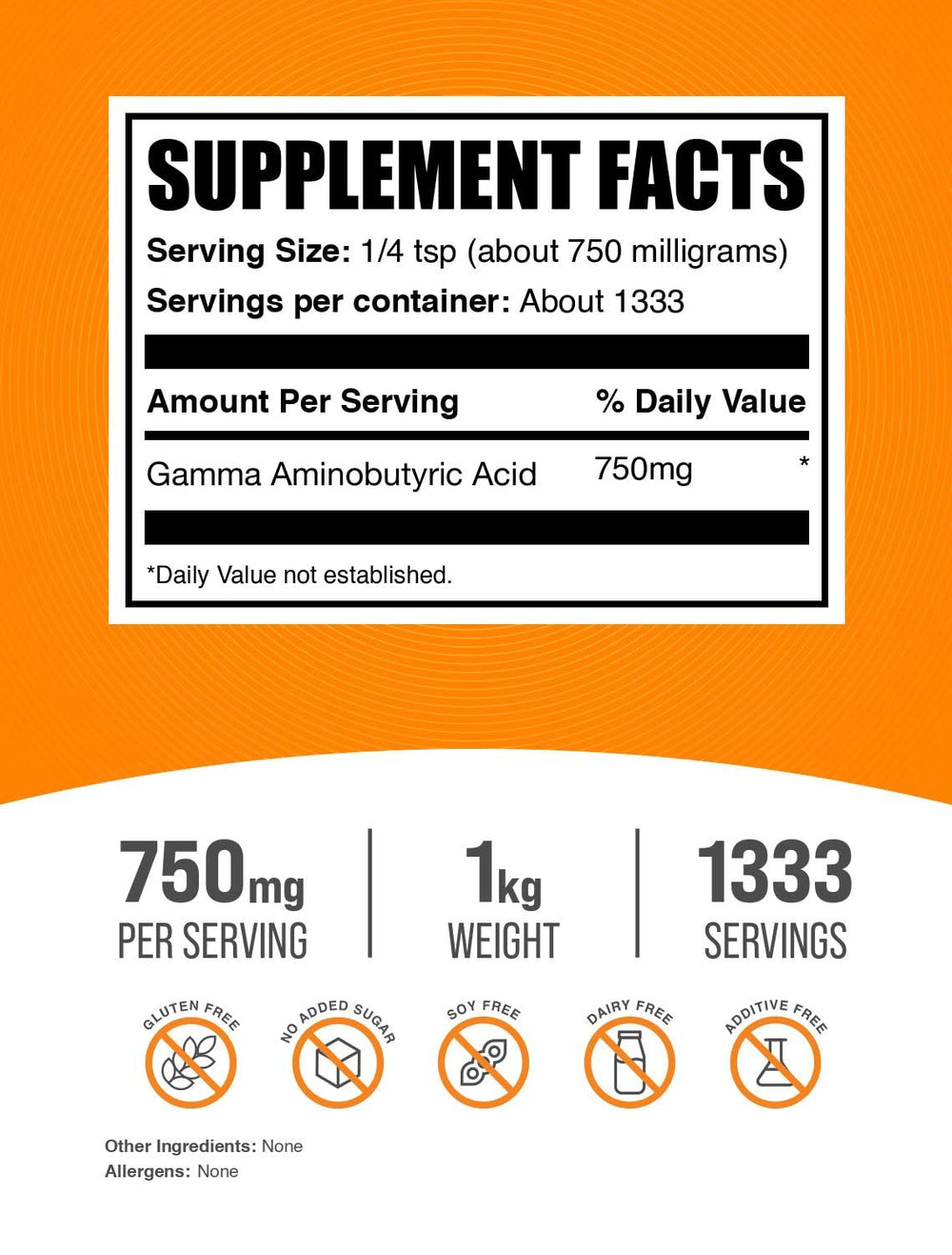 BulkSupplements GABA powder measuring scoop showing precise serving size.