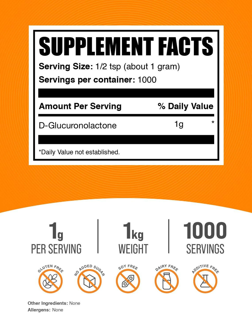 BulkSupplements Glucuronolactone powder with a scoop ready for easy mixing.