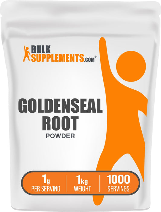 BulkSupplements Goldenseal powder jar for daily herbal supplementation.