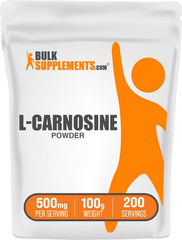 BulkSupplements L-Carnosine powder bottle for daily wellness and easy dosing.