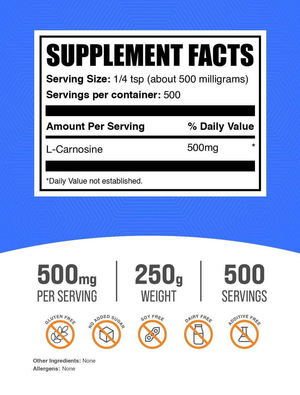 BulkSupplements L-Carnosine powder scoop, convenient daily dosing.