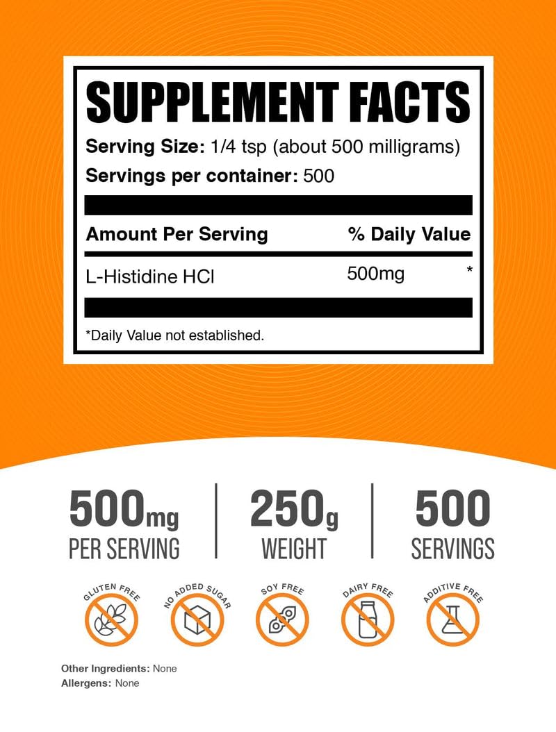 BulkSupplements L-Histidine HCl powder scooped for easy mixing in shakes.
