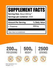 BulkSupplements L-Theanine powder with scoop; easy integration into beverages.