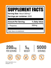 BulkSupplements L-Theanine powder with scoop for precise servings.