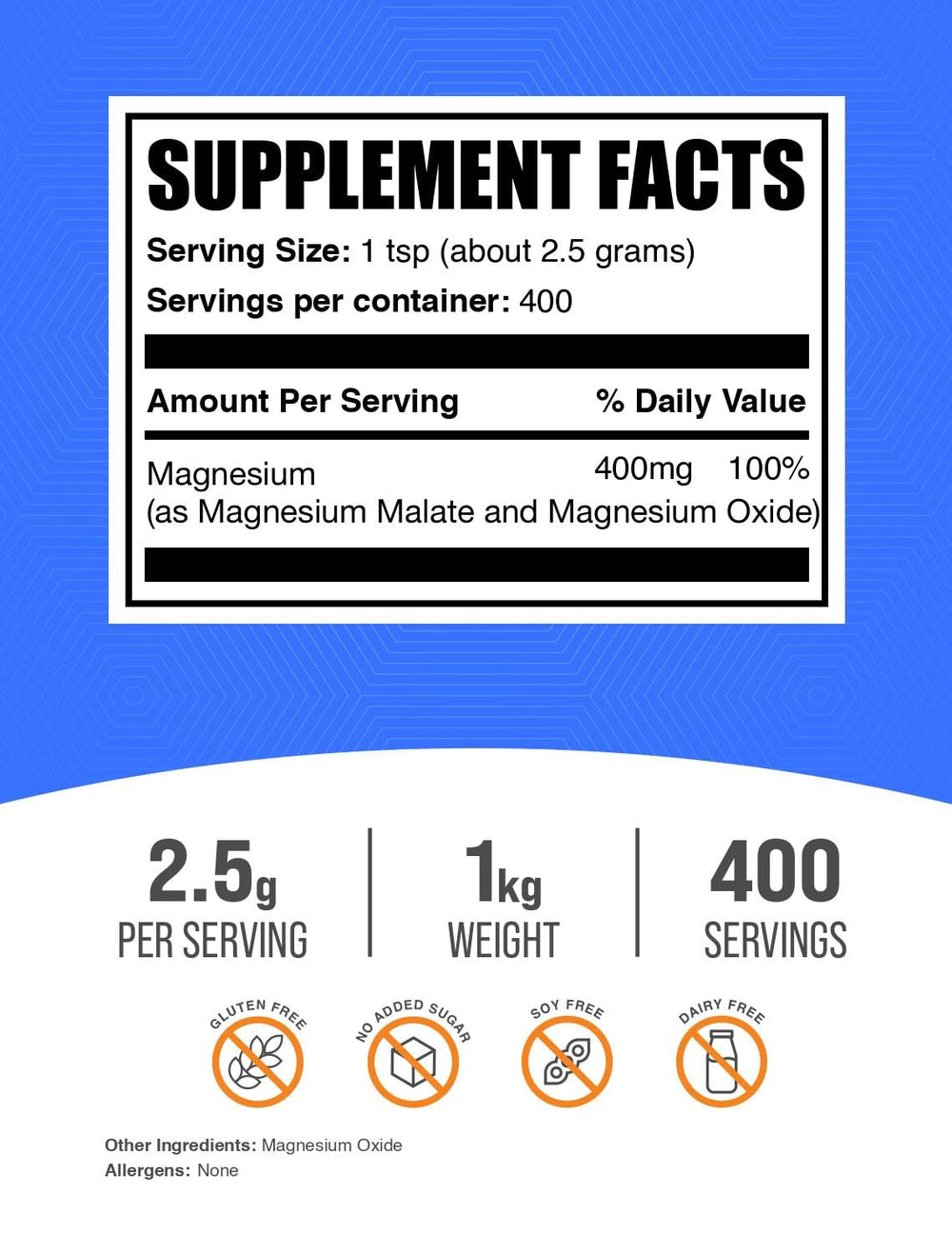 BulkSupplements Magnesium Malate powder with measuring scoop for easy portion control.