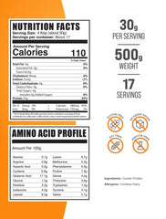 BulkSupplements micellar casein powder unflavored close-up shows smooth texture.